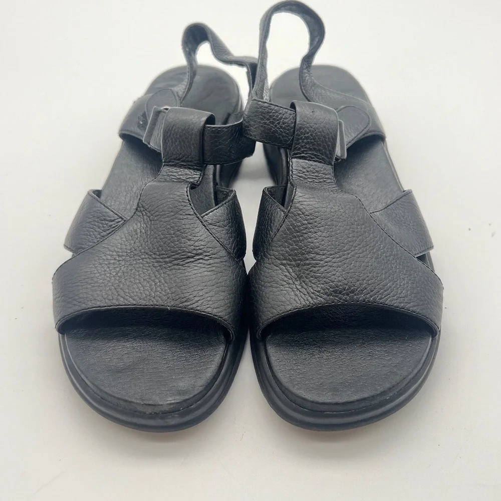 Easy Spirit I-Varsity Black Leather Slingback Comfort Sandals Womens 7.5 M